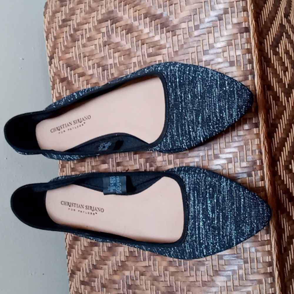 Never Worn Women's Black w/Silver Threading Flat Shoes